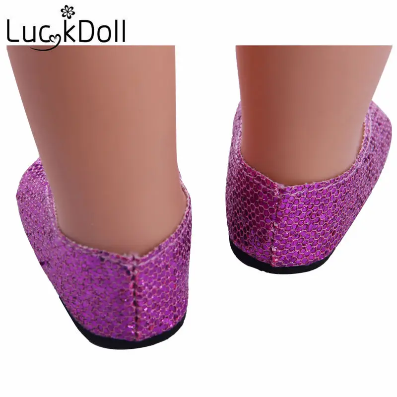 LUCKDOLL чистый цвет блестящая обувь подходит 18 дюймов американский и 43 см детская