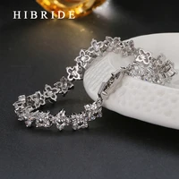 hibride jewelry brand new shiny star shape aaa cubic zirconia wedding bracelets luxury colorful gold color bangles b 13