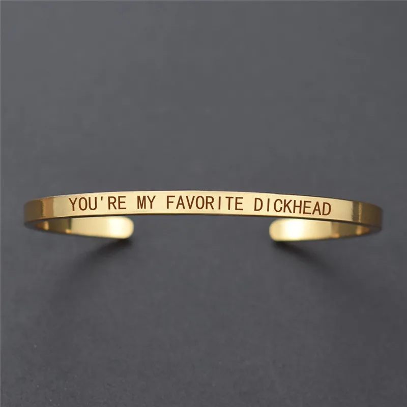 GOLD Браслет для пары YOU'RE MY FAVORITE с гравировкой, персонализированный Браслет-манжета, женские модные ювелирные изделия, подарок на День святого Валентина для влюбленных - Окраска металла: GOLD