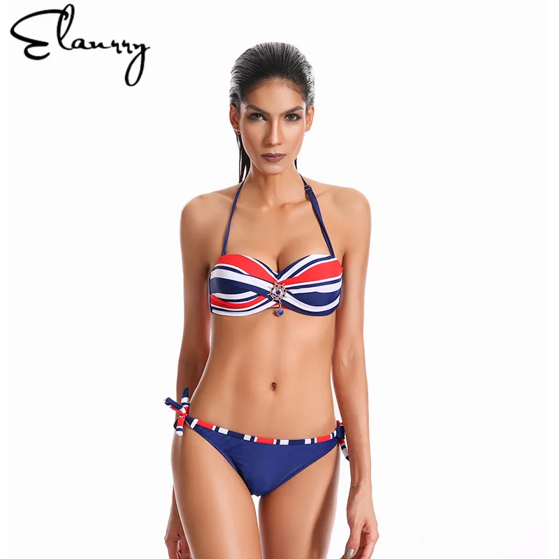 2017 Sexy Push Up Women Bikini Set Brazilian Striped Low Waist Plus Size Swimwear Female Bathing Suit Maillot De Bain Femme |