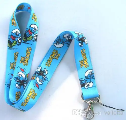 50Pcs The Smurfette Mobile Phone Lanyard Key Card ID Chain Neck Straps Party Gift | Berets