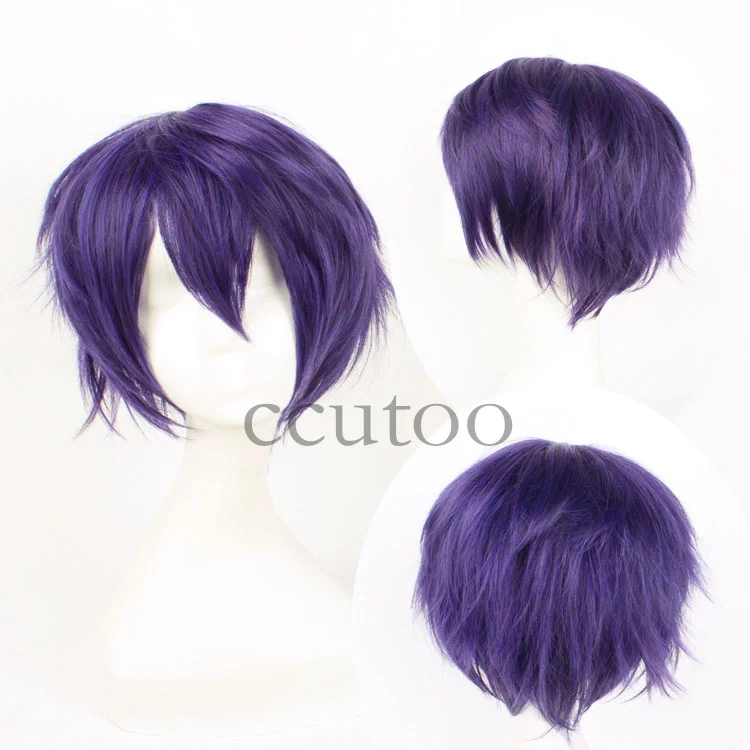 Ccutoo 1" фиолетовый/черный/Блонд короткие пушистые слоистые высокотемпературные синтетические волосы косплей костюм парики Peluca - Цвет: Не окрашенный