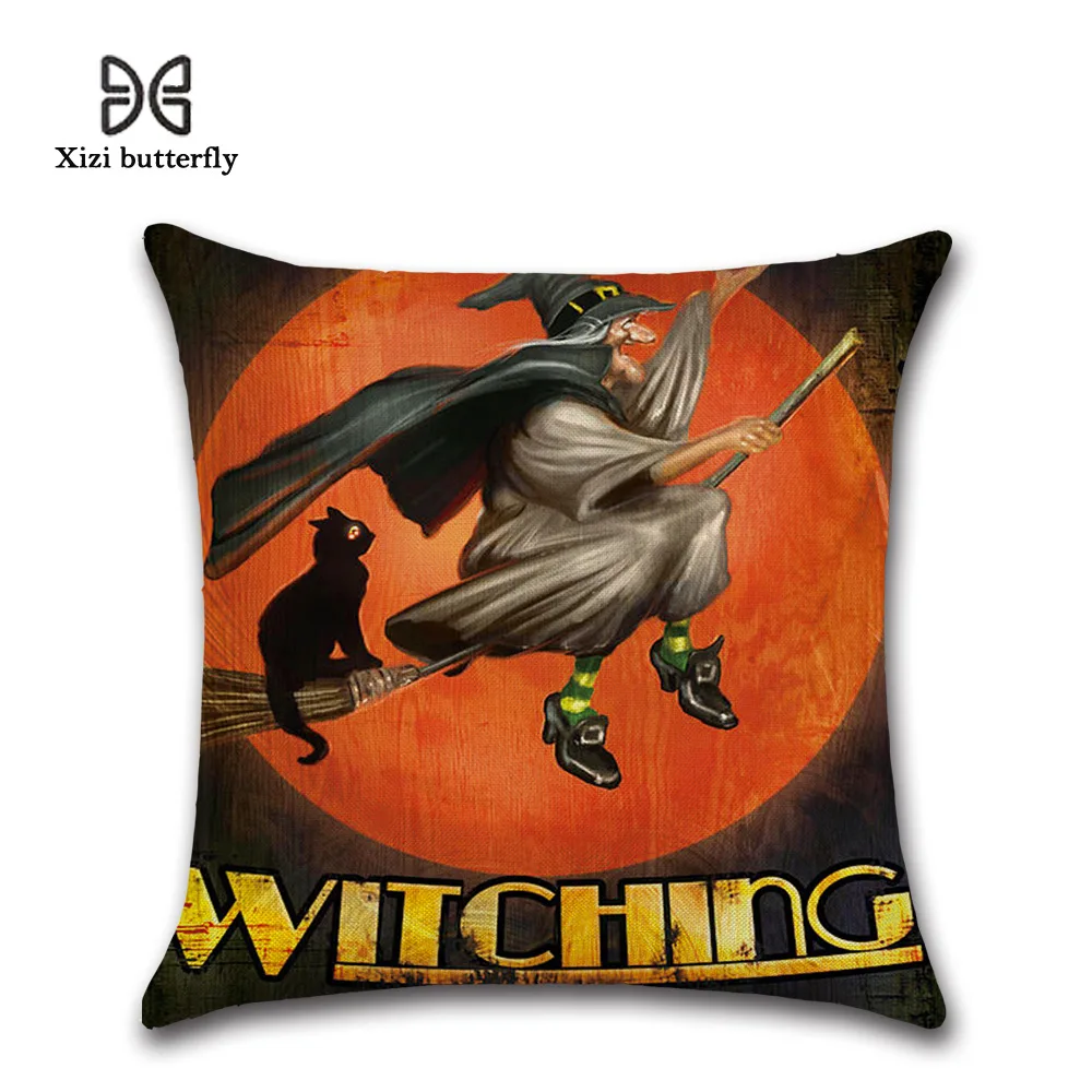 Pillow Case New Halloween Pumpkin Castle theme Witchplant cotton and linen pillow window mat Home gift Textile | Дом и сад