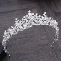 generous silver color crystal tiara wedding hair jewelry bridal crown accessories pearl women hairband