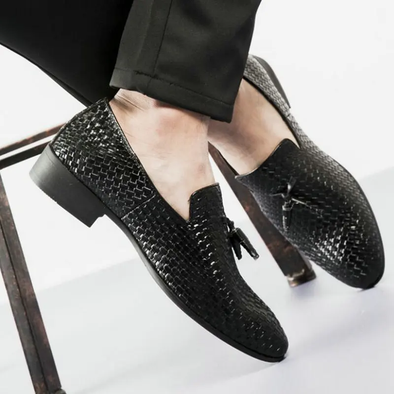 Men Weave Driving Moccasins Comfortable Slip on Loafer Shoes Casual shoes Leather Loafers Office big size LH-86 | Обувь