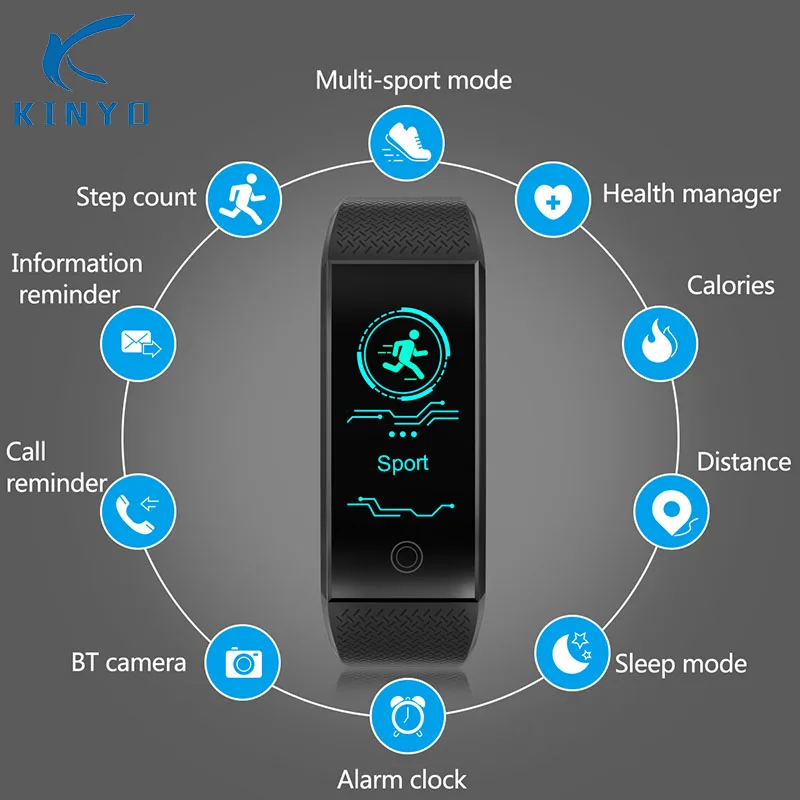 Smart Watch IP68 Waterproof bracelet heart rate Blood pressure Fitness tracker smart wristband pk F1 EX18 xiomi mi band 3 | Электроника