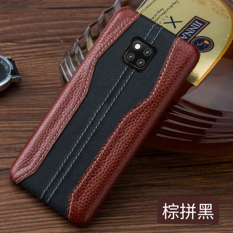 brown-black LANGSIDI, натуральная кожа, чехлы для huawei Honor 8X MAX, Роскошный чехол для телефона, для huawei mate 20, Nova 3, Honor 10, Coque P10, P20, P30 - Цвет: brown-black