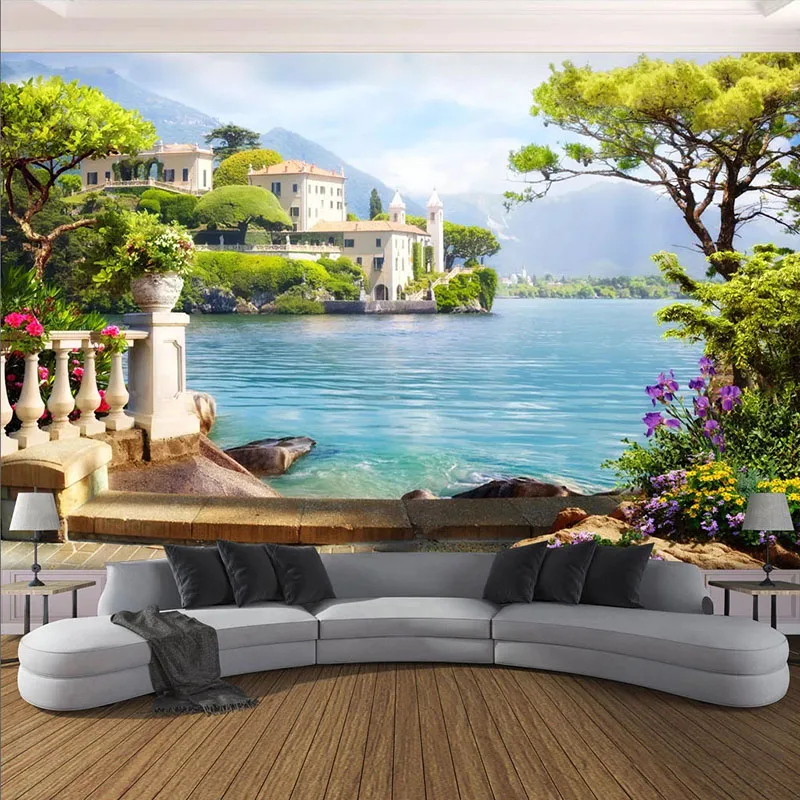 写真の壁紙 3d 庭湖風景壁画リビングルームのテレビソファ背景の壁の絵現代の家の装飾壁紙壁 Deshevyj Magazin Sexresort