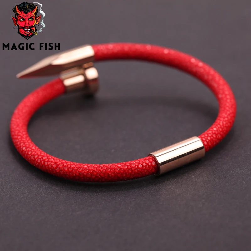 Браслет Magic Fish для мужчин и женщин красная вонючая кожа розовое золото мужские