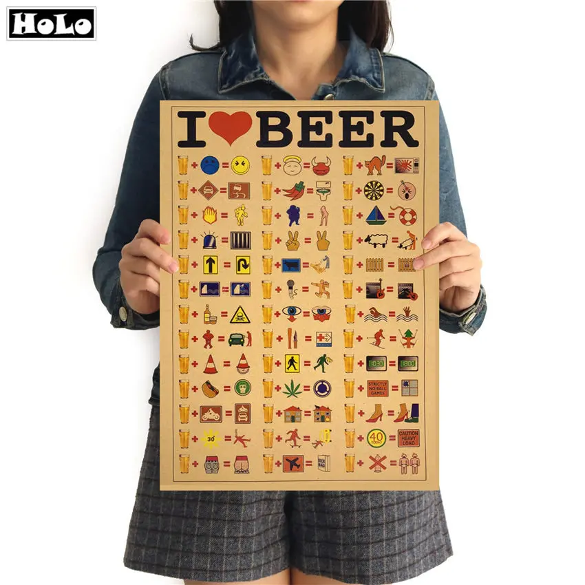 I LOVE BEER FUN винтажные постеры креативные крафт бумага живопись бар паб