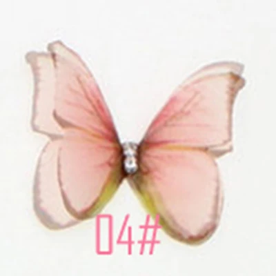 COLOR 04 20 шт двухслойные прозрачные бабочки 3D органза Бабочка ж/Стразы для Чокер "сделай сам", ожерелье, заколки для волос, вечерние украшения - Цвет: COLOR 04