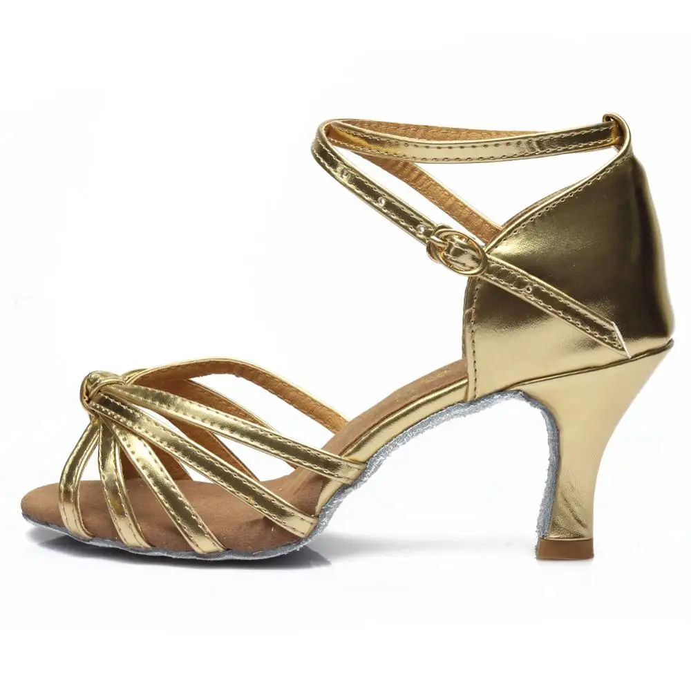 7cm heel Glod2 Женская танцевальная обувь для Танго/бальных/латинских танцев, танцевальная обувь на каблуке для сальсы, профессиональная танцевальная обувь для девушек 5 см/7 см - Цвет: 7cm heel Glod2