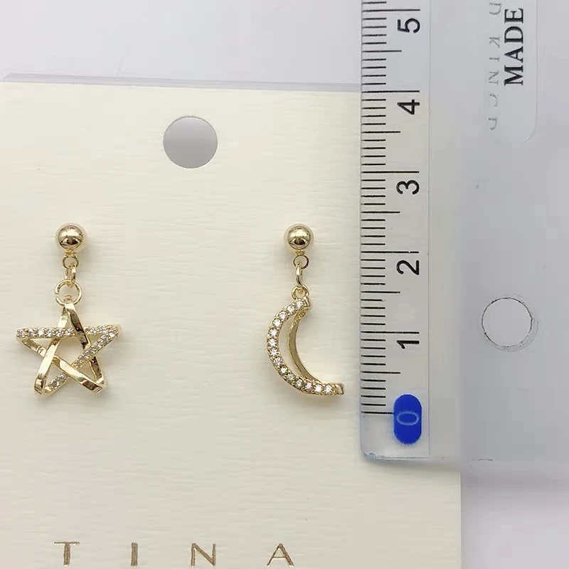 Высокая мода элегантные солнцезащитные Асимметричные в форме Луны стразы серьги
