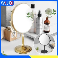 makeup mirror stainless steel double side cosmetic mirror magnification desktop rotating standing dressing table mirror gold
