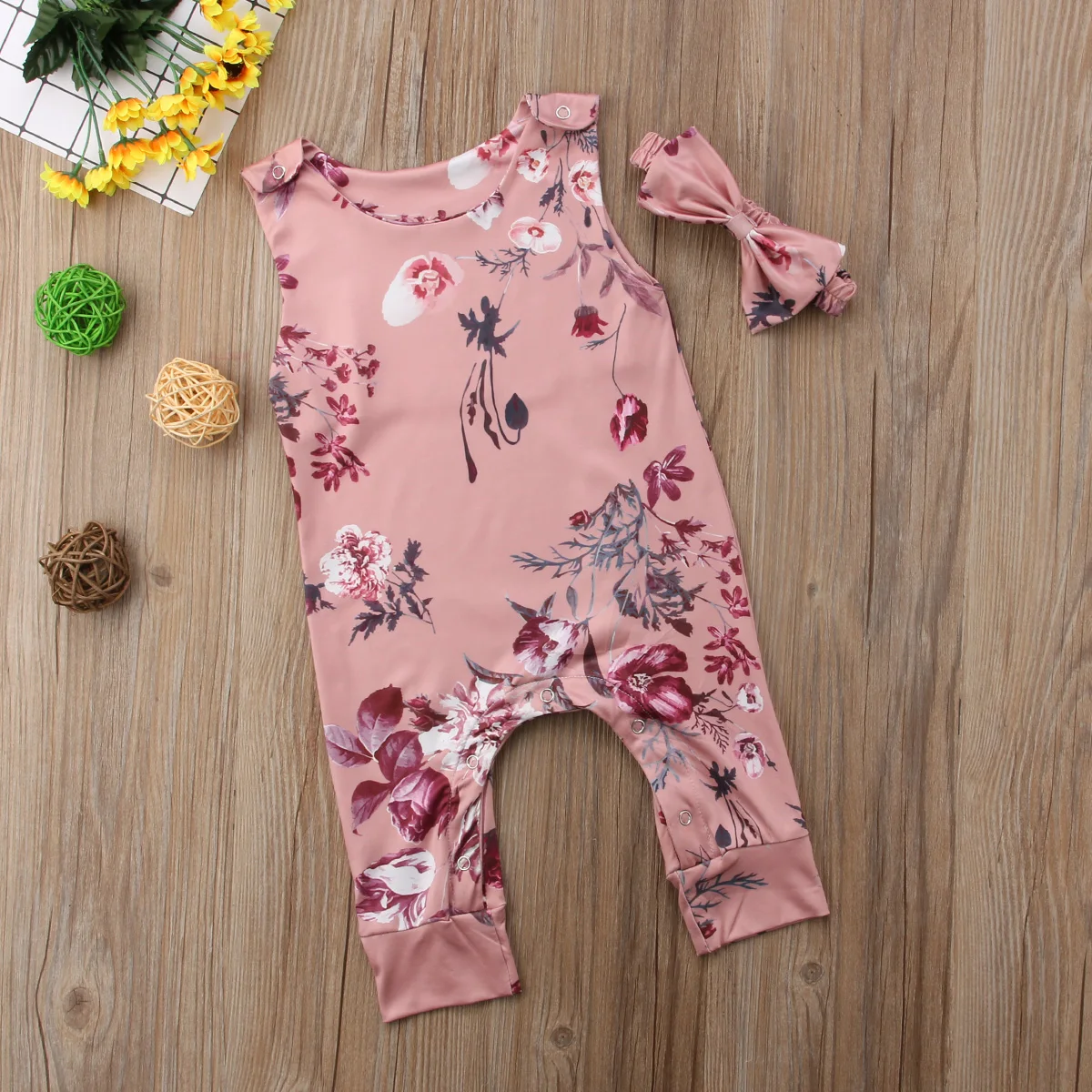 

Cotton Newborn Kids Baby Girls Romper Jumpsuit Clothes Sunsuit Outfits One Piece Summer Fashion Sleeveless Floral Clothing