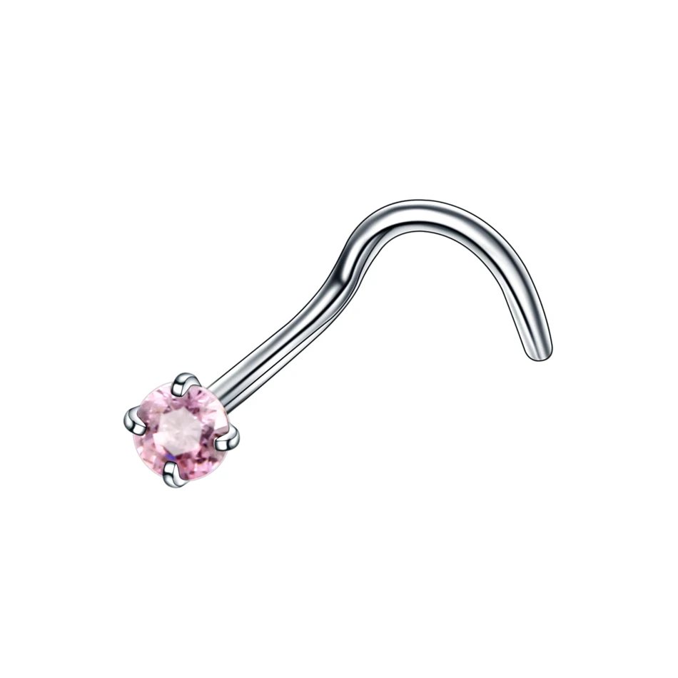 Silver v Pink 1 шт. 20 г Топ 2,5 мм украшение с цирконием Носовая кость пирсинг серьги анодированный серебряного цвета золотой цвет нос кольцо зубец CZ Нос ювелирные изделия 20 г - Окраска металла: Silver v Pink