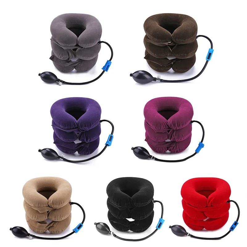 Air Cervical Neck Massage Pillow Inflatable Soft Relaxation Stretcher Pain Relief Head Back Traction Adjustable Brace Device | Дом и сад