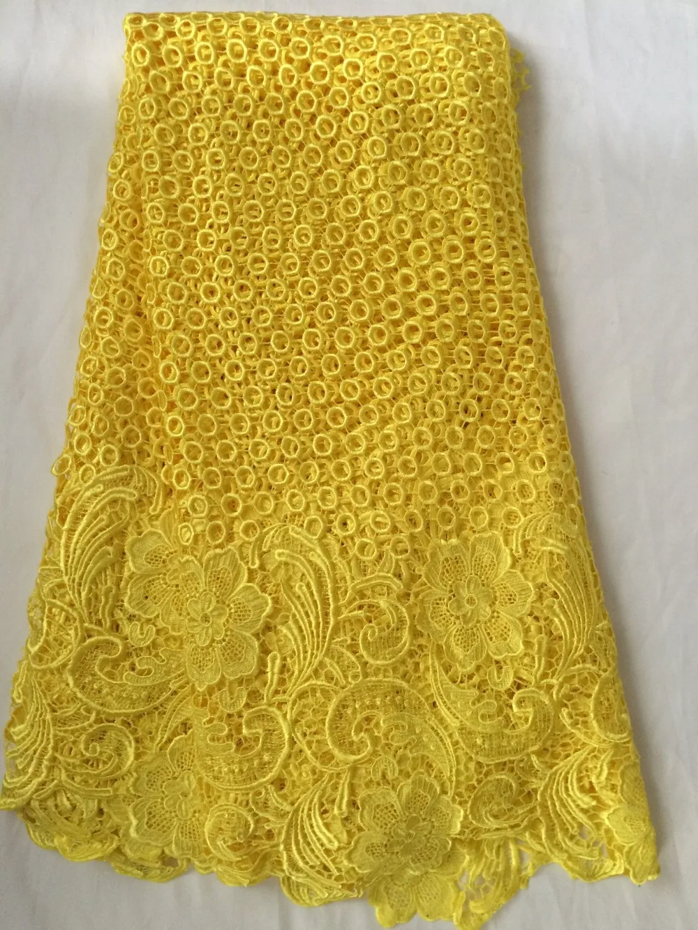 Африканский кружевной шнур из французского гипюра в желтом цвете с бесплатной доставкой! Z-han80811.