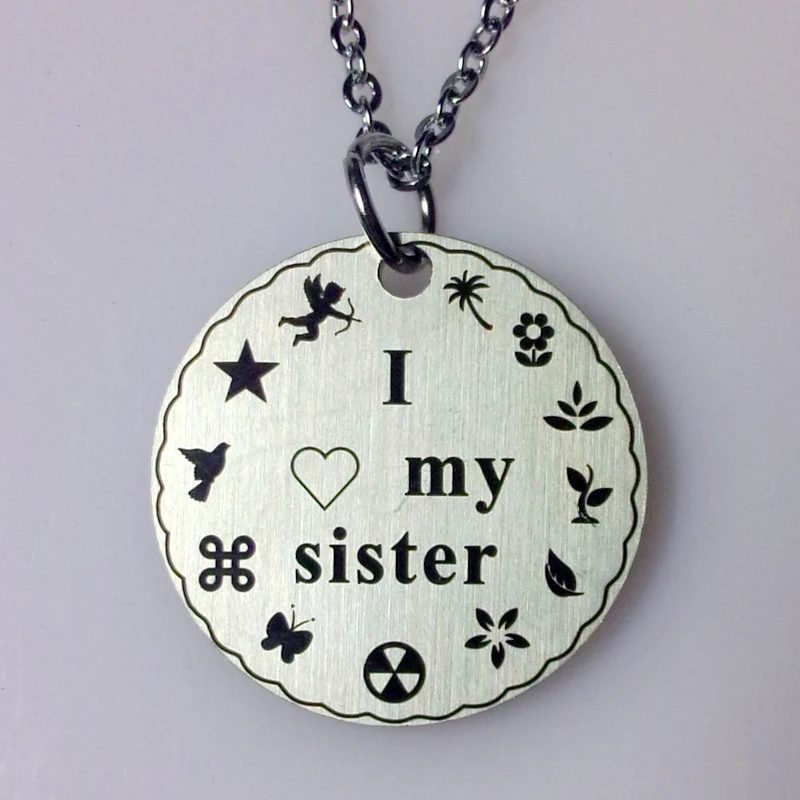 

10pcs/lot stainless steel i love my sister charm letter pendant necklace