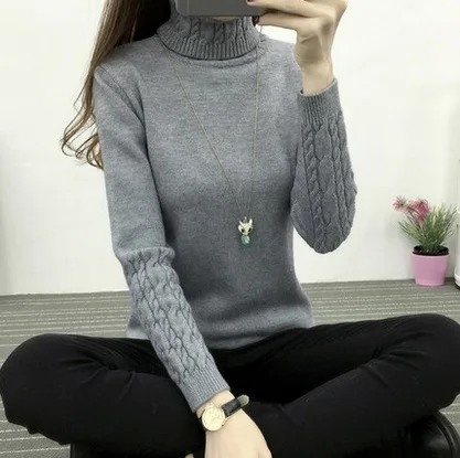 Новинка Женский кашемировый теплый свитер Зимний вязаный с высоким воротом и