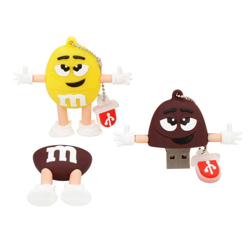 Usb флеш-накопитель 2,0 мультфильм M& m шоколадная фасоль 4 ГБ 8 ГБ 16 ГБ 32 ГБ 64 Гб высокоскоростная карта памяти 128 ГБ подарок