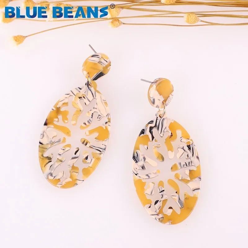 16 Серьги с листьями для женщин, акриловые, Boho, ацетат, модные, многоцветные, геометрические, большие, висячие, свисающие, серьги из смолы, массивные - Окраска металла: 16
