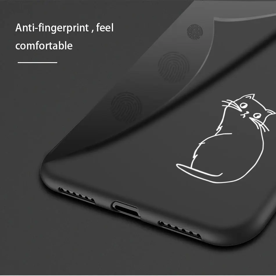 Lovebay мягкие черные чехлы для телефонов с котом для Iphone 6, 6 S, 7, 8 Plus, XS Max, XR, X, ультра-тонкий силиконовый чехол с милым рисунком
