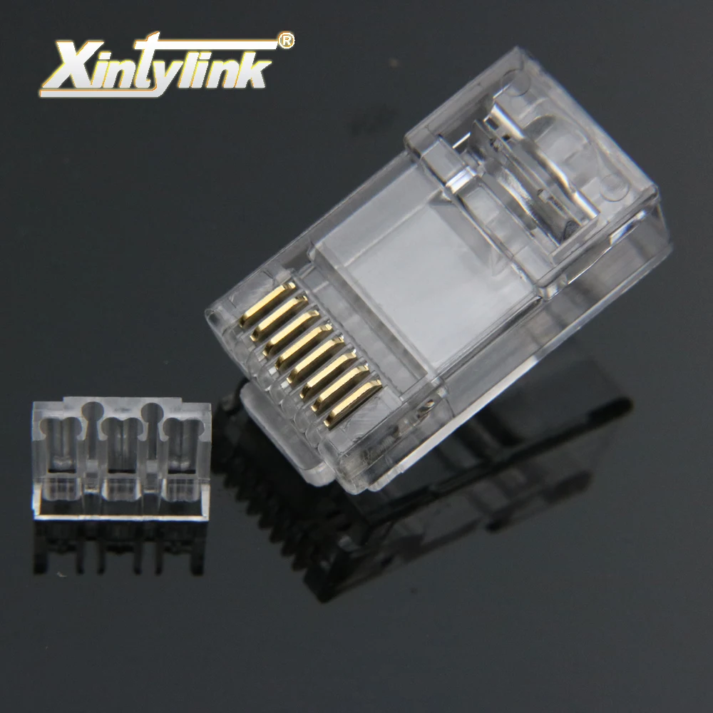 xintylink rj45 connector cat6 ethernet cable plug cat 6 network conector lan rj 45 gold plated utp male 8p8c unshielded 50pcs