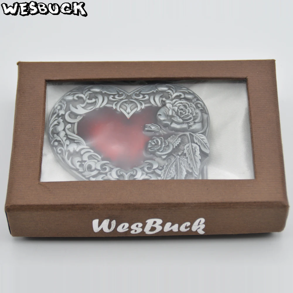 WesBuck Фирменная Высококачественная 3D Красная любовь розы модная пряжка ремня с PU
