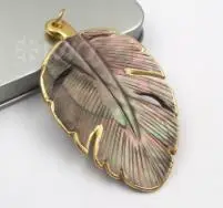 WT-P817 романтическая подвеска с перьями дизайн abalone оболочки кулон для ожерелья, высокое качество 24 k золотой Гальванизированный оболочки для женщин - Окраска металла: c