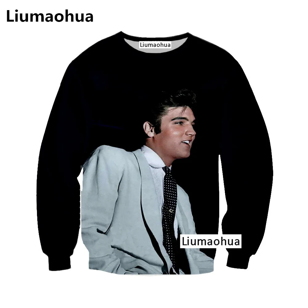 Liu Maohua's latest 3D printing ELVIS Presley men's sweatshirt rock print hip hop punk | Мужская одежда