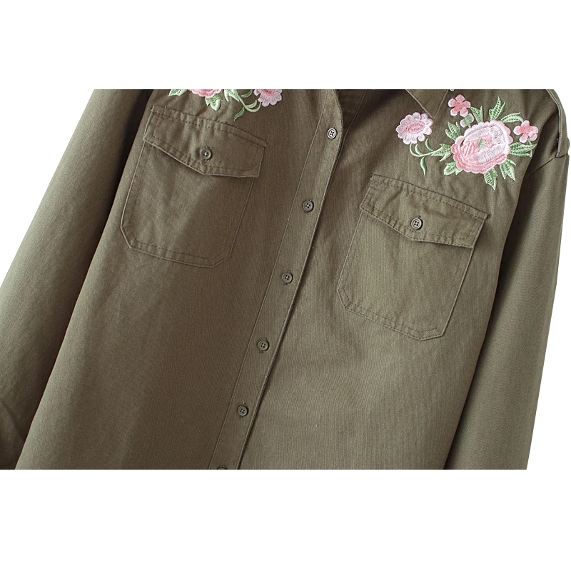 Осенняя Женская куртка с вышитыми пуговицами топ новинка 2017 Повседневная