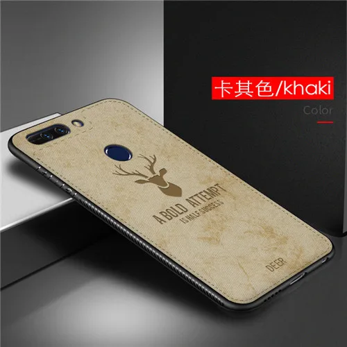 Khaki Для huawei honor 8 pro Чехол с тканевым узором V9 чехол задняя крышка силиконовый мягкий край противоударный бизнес capas honor 8 Pro Мужской чехол s - Цвет: Khaki
