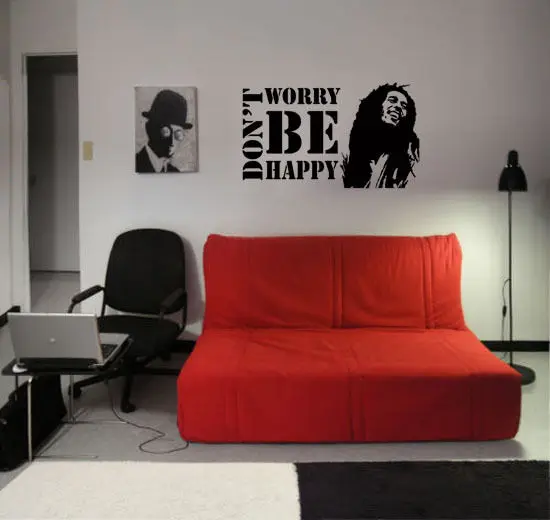 Виниловые наклейки на стену наклейка с надписью Don't Worry Be Happy Боб Марли