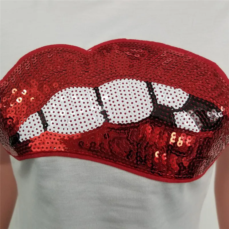 Женский комплект из 2 предметов с блестками и губами летний топ короткими