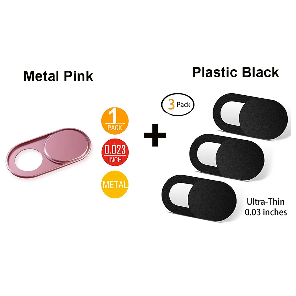 Pink Black Компьютер Камера CoverMetal/Пластик веб-камера крышку и сдвиньте для Mac, Macbook Pro, iMac, ноутбук, surfcase Pro, эхо Show, телефон Камера блок - Цвет: Pink Black