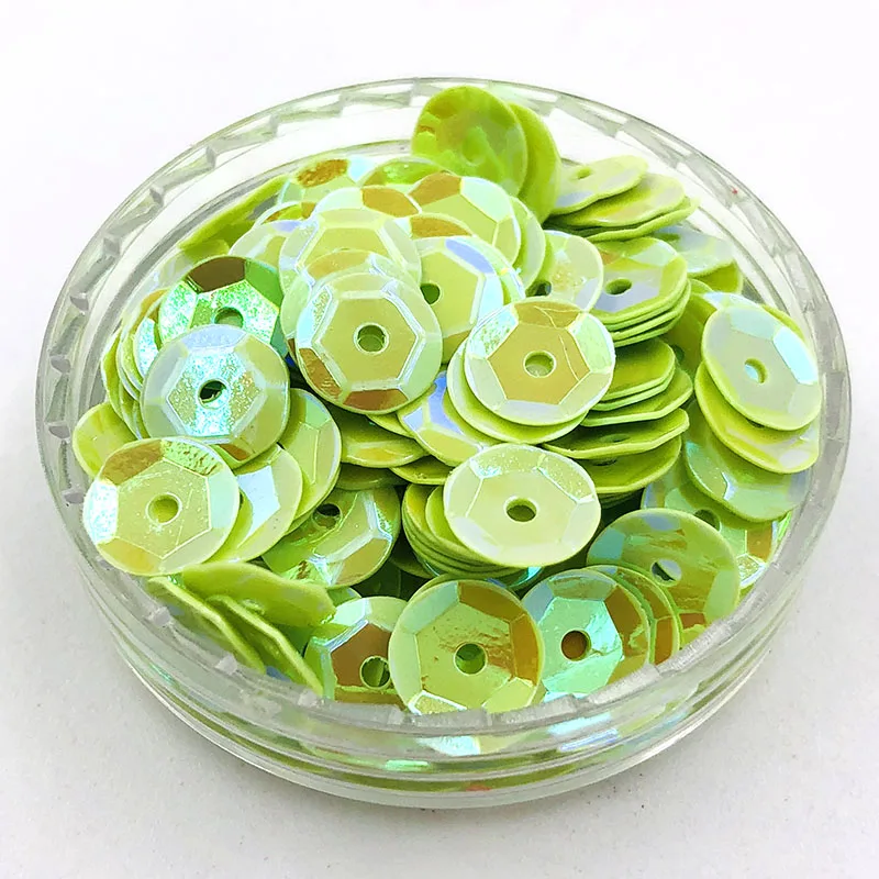 Light green AB Новая 10 г/250 г/500 г 6 мм круглая форма ПВХ вогнутой формы с отверстием пришить блестки ремесла свадебные украшения, аксессуары - Цвет: Light green AB