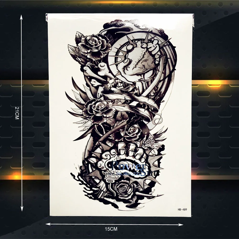 Металлический робот рука поддельные черная временная татуировка Для мужчин