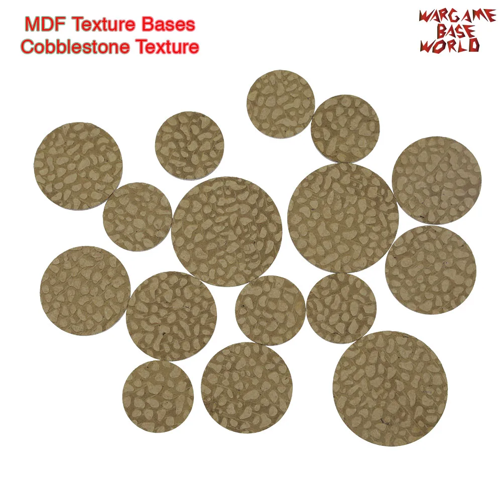 

MDF Texture Bases - 25mm - 40mm Cobblestone Bases - Texture bases