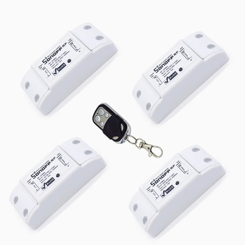 4switch and 1 remote Sonoff Интеллектуальный WiFi беспроводной умный DIY таймер включения/выключения 433 МГц RF для MQTT COAP Android IOS Ewelink приложение домашняя Автоматизация - Комплект: 4switch and 1 remote