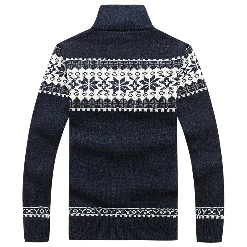 

2017 New Men's Thick Jacquard Pattern Zip-up Open Knit Cardigan Sweater