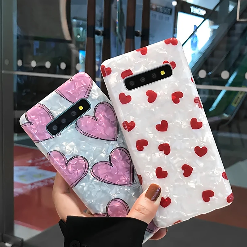 YHBBCASES для samsung Note 10, 8, 9, Модный чехол с раковиной для samsung Galaxy S10, 5G, S8, S9 Plus, мягкие чехлы с мультяшным сердцем