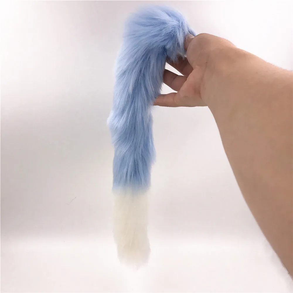 2 Pcs/Lot Vibrator And Light Blue White 40cm Fox Tail Anal Plug Sex Toys Metal Toy for Women Man Adult Games Products | Красота и