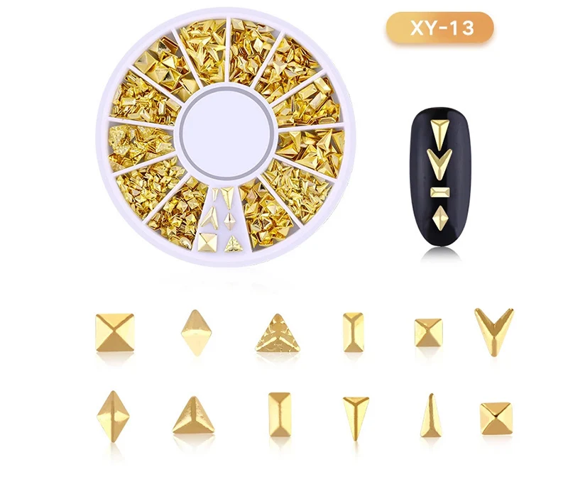 XY-13 1 коробка DIY украшения для дизайна ногтей Блеск для украшения ногтей Клей для накладных ногтей 3d Подвески для ногтей блестящие украшения из сплава - Цвет: XY-13