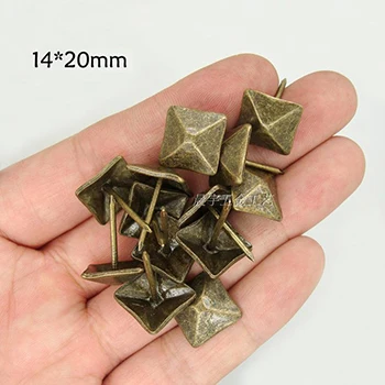 14X20mm 10 шт./лот, антикварная бронзовая обивка для ногтей, квадратная Шпилька, фурнитура для дверных ногтей, коробка для украшений, диванная декоративная шпилька - Цвет: 14X20mm