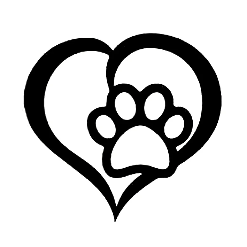 

16.6cm*15.9cm Dog Paw Print In Heart Personalized Vinyl Decals Car-Styling Car Sticker Black/Sliver S6-3886
