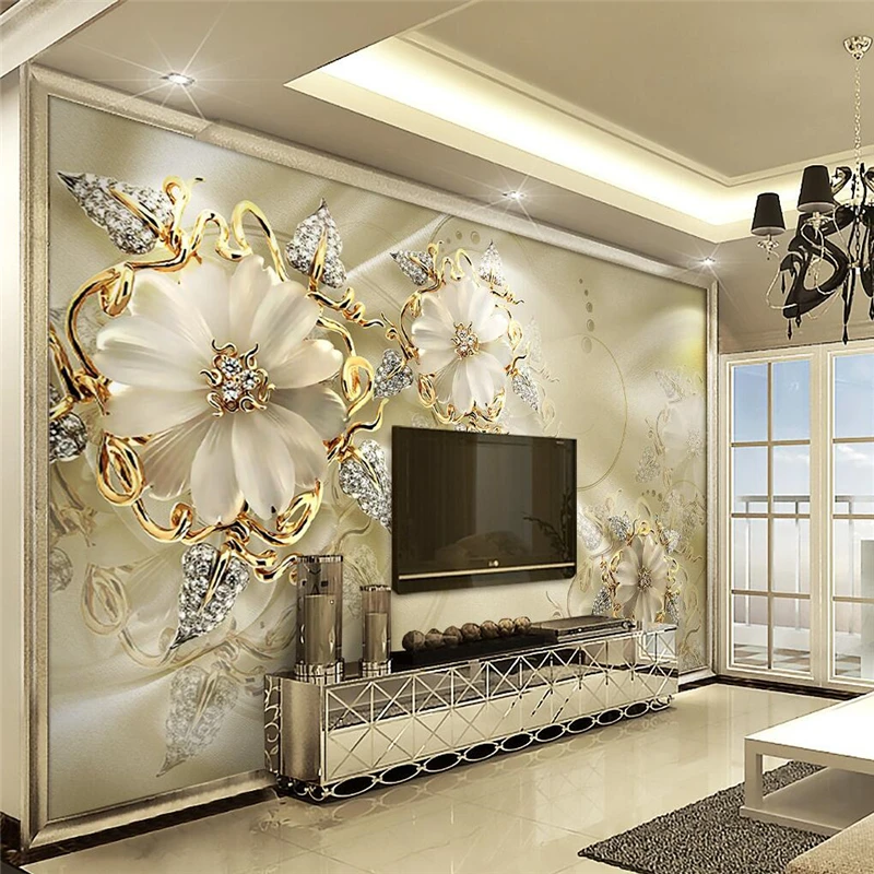 3D фотообои с золотым цветком для гостиной|wall paper painting|wallpaper custom3d mural |