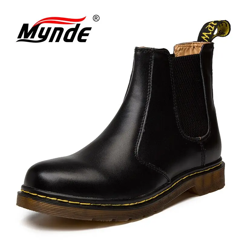 Autumn Winter Genuine Leather Ankle Chelsea Boots Men Shoes Vintage Classic Male High Quality Leather Ankle Boots Big Size 38-45