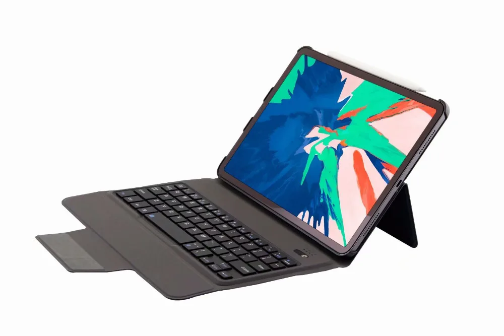 Тонкий беспроводной чехол с клавиатурой на русском иврите испанском языке