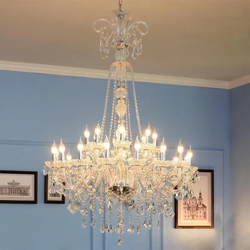 Современный 100 см 24 шт Большой Двухуровневый дом гостиная люстра Led Lustre cristal